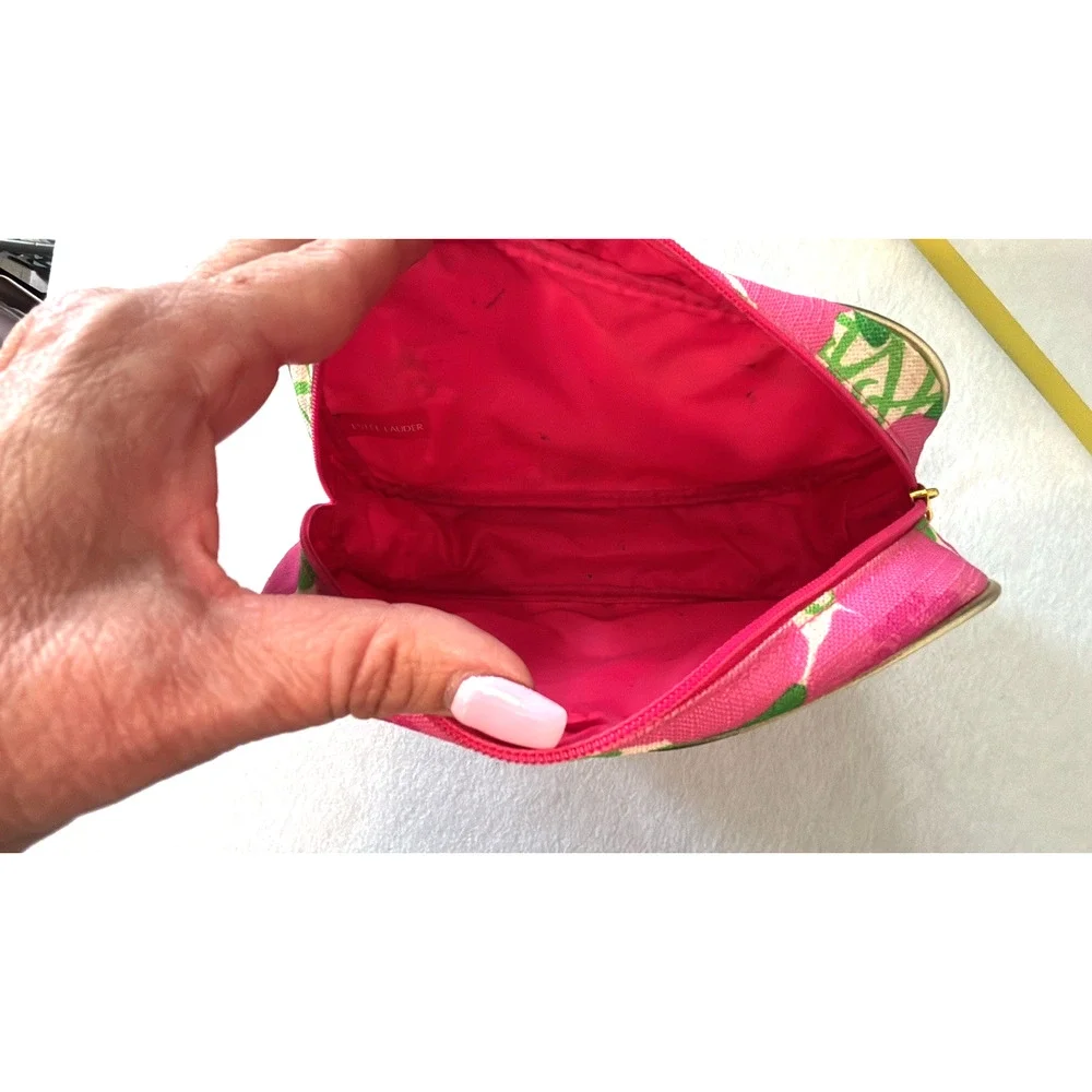 Lilly Pulitzer for‎ Estee Lauder Cosmetic Bag OS Pink Floral Preppy Travel Pouch